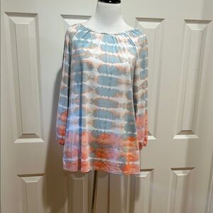 Ruby Rd. Tie-Dye Tunic - Blue and Orange